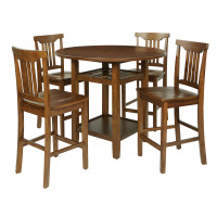 OSP Home Furnishings OKLCT-DT Oakland 5-pc Set Table-Chairs in Toffee with Wood Stain Finish